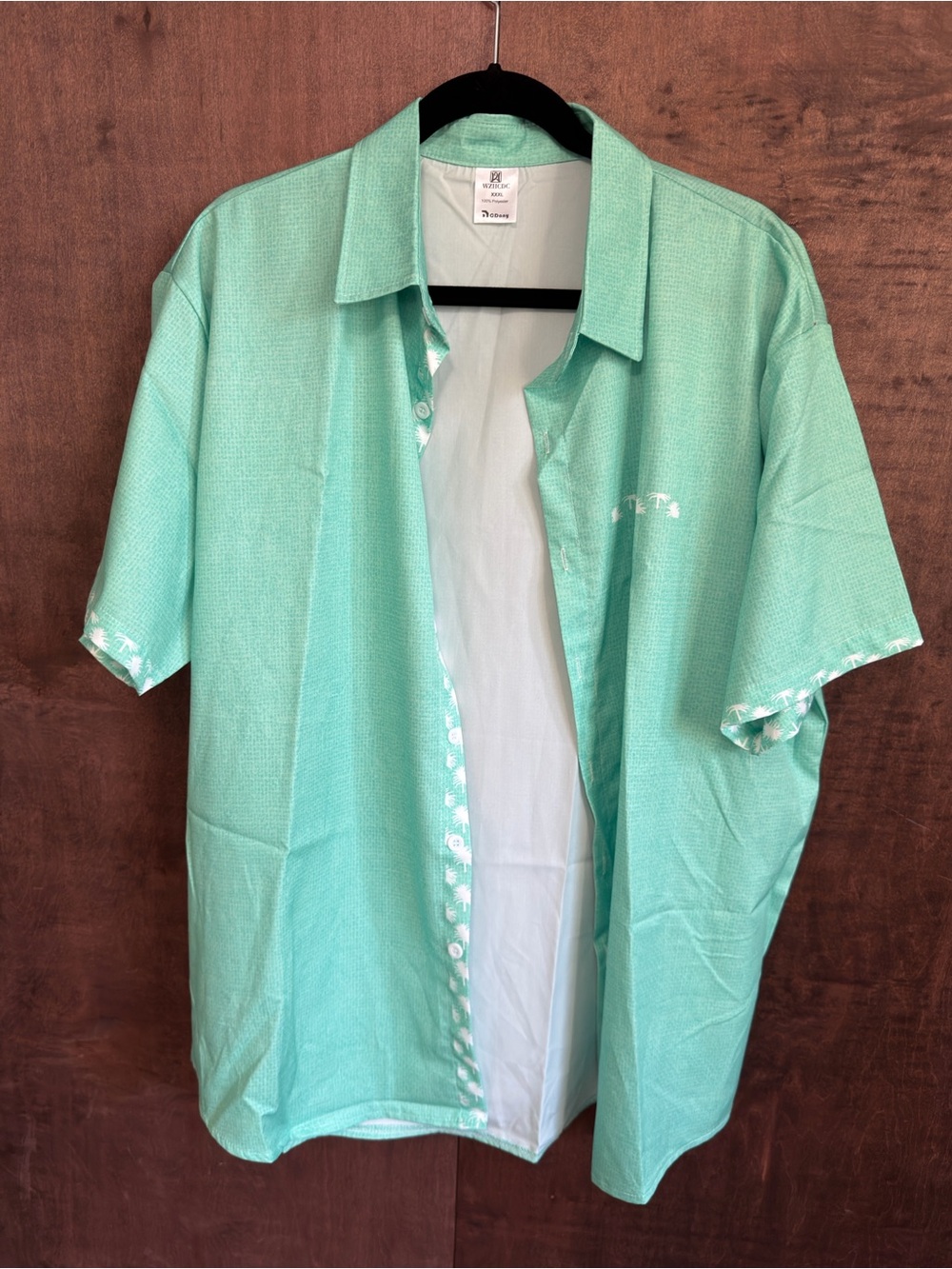 Casual Short-Sleeve Button-Down Shirt in Mint Green (1014)